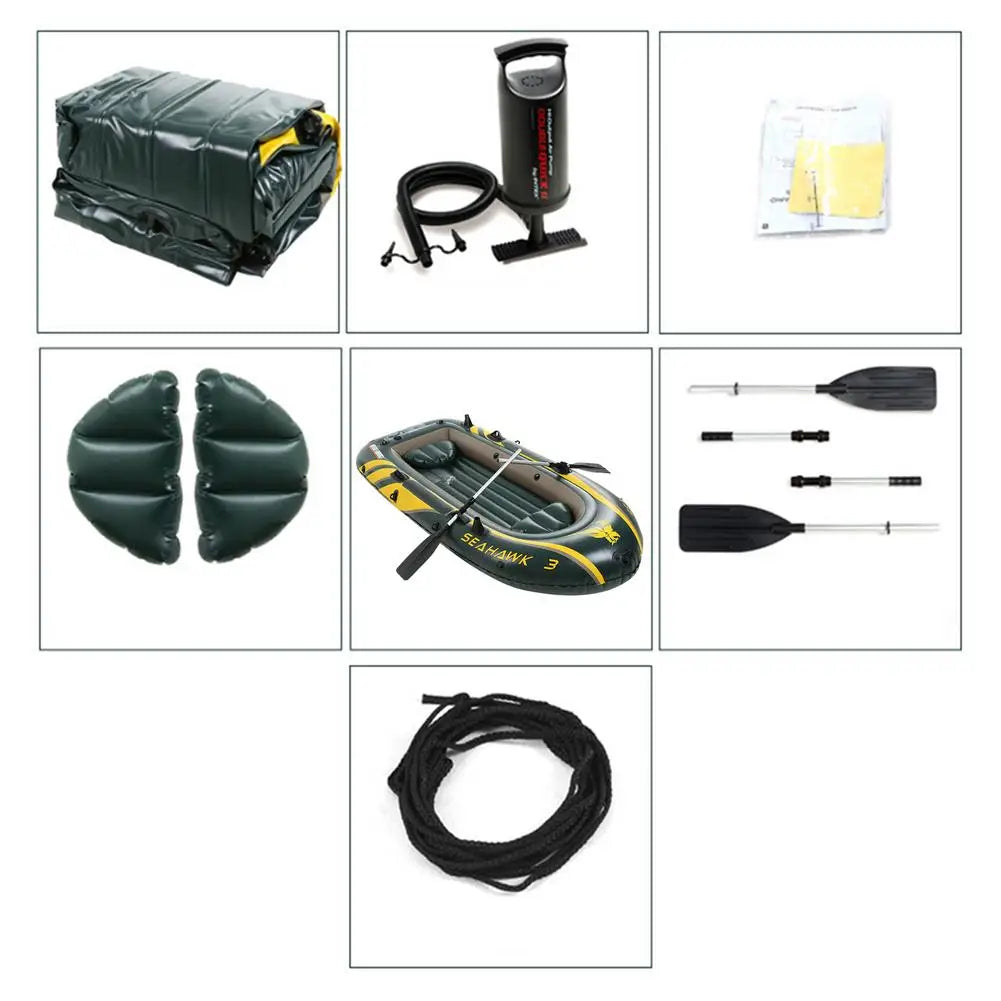 Foldable Iatable Boat Set Portable Thickened Floating Rafts Assault Boat 2-3 Man Boat PVC Canoe Fishing Boat Equipments
