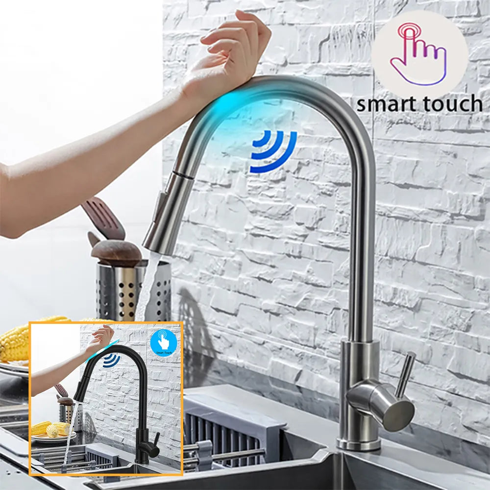 DQOK Kitchen Faucet Pull Out Brushed Nickle Sensor Stainless Stee