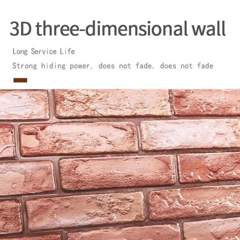12pcs 3D Brick Wall Sticker Self-Adhesive PVC Wallpaper Home Wall Decor