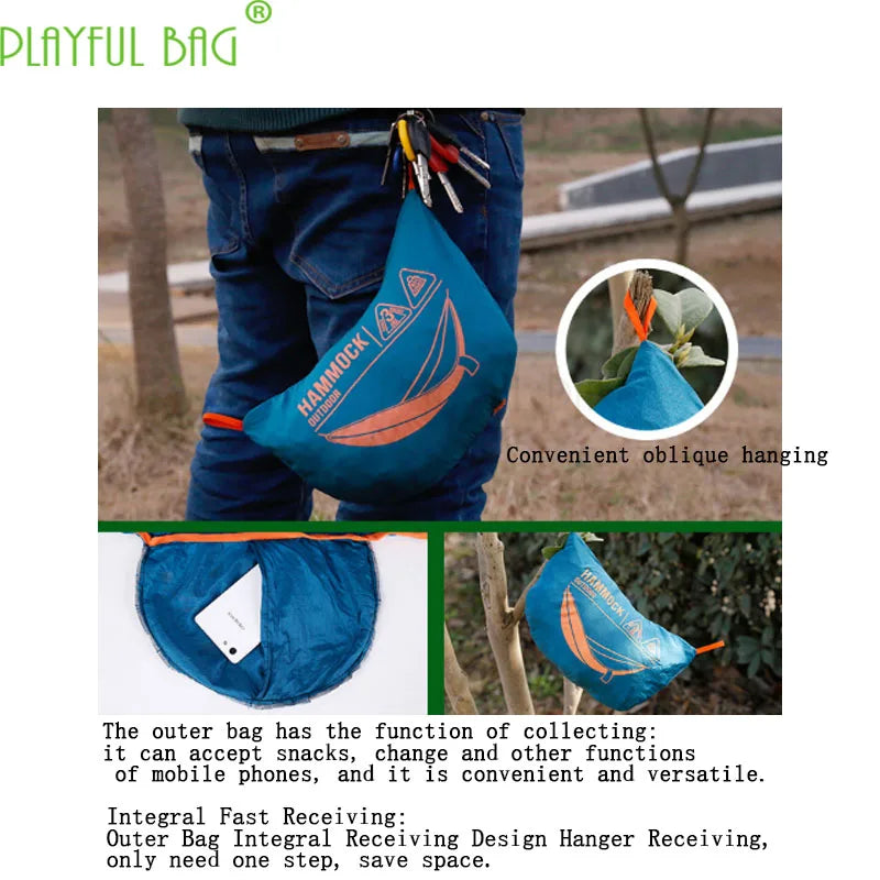 Nylon twin hammock lovers hammock Outdoor camping Essentials for aerial hammock 210T Nylon spinning High strength bands ZI21