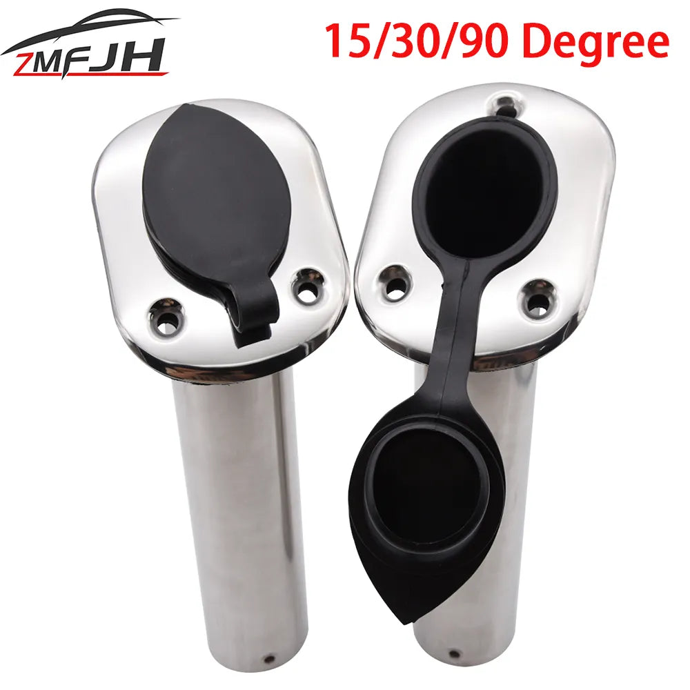 2PC Fishing Pole Stand Stainless Steel Flush Mount Boat Fishing Rod Holder 15/30/90 Degree Rod Pod
