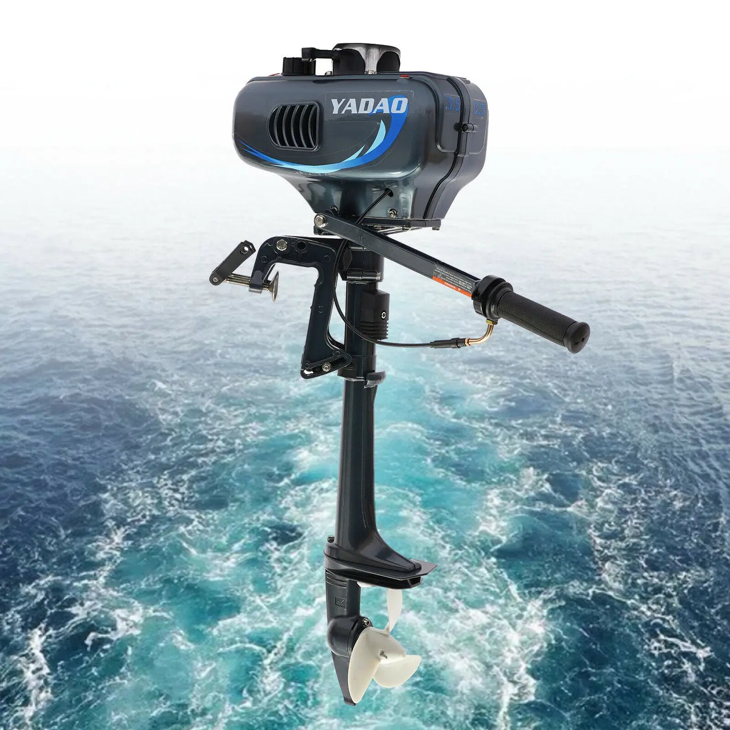 Grey 3.5HP 49cc Boat Outboard Motor Short Shaft 2 Stroke Gasoline Engine Half Water-cooling and Air-cooling System