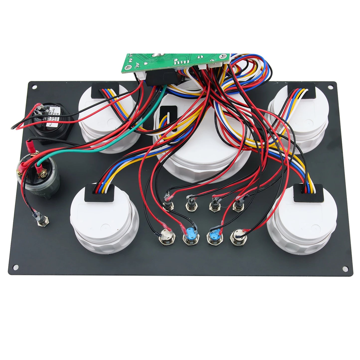 Engine Dash Instrument Panel 5 Gauge Set 7 Color LED 85mm Tachometer 52mm Fuel Level Oil Pressure Water Temp Voltage for RV Boat
