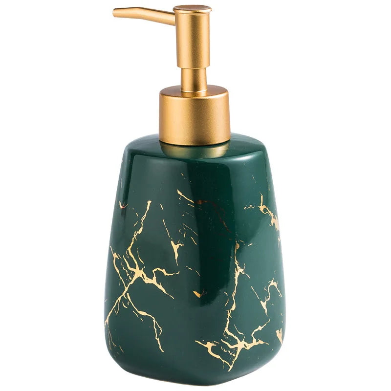 luxury dark green ceramic bathroom four-piece set porcelain holder decor