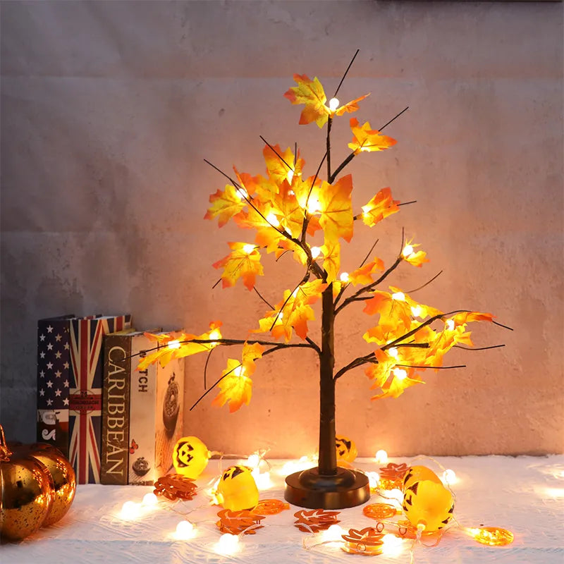 Artificial Maple Tree Cherry Ball Led Desktop Tree Christmas Decor