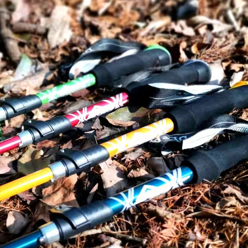 5 Section Outdoor Fold Trekking Pole Camping Portable Walking Hiking Stick For Nordic Elderly Telescopic