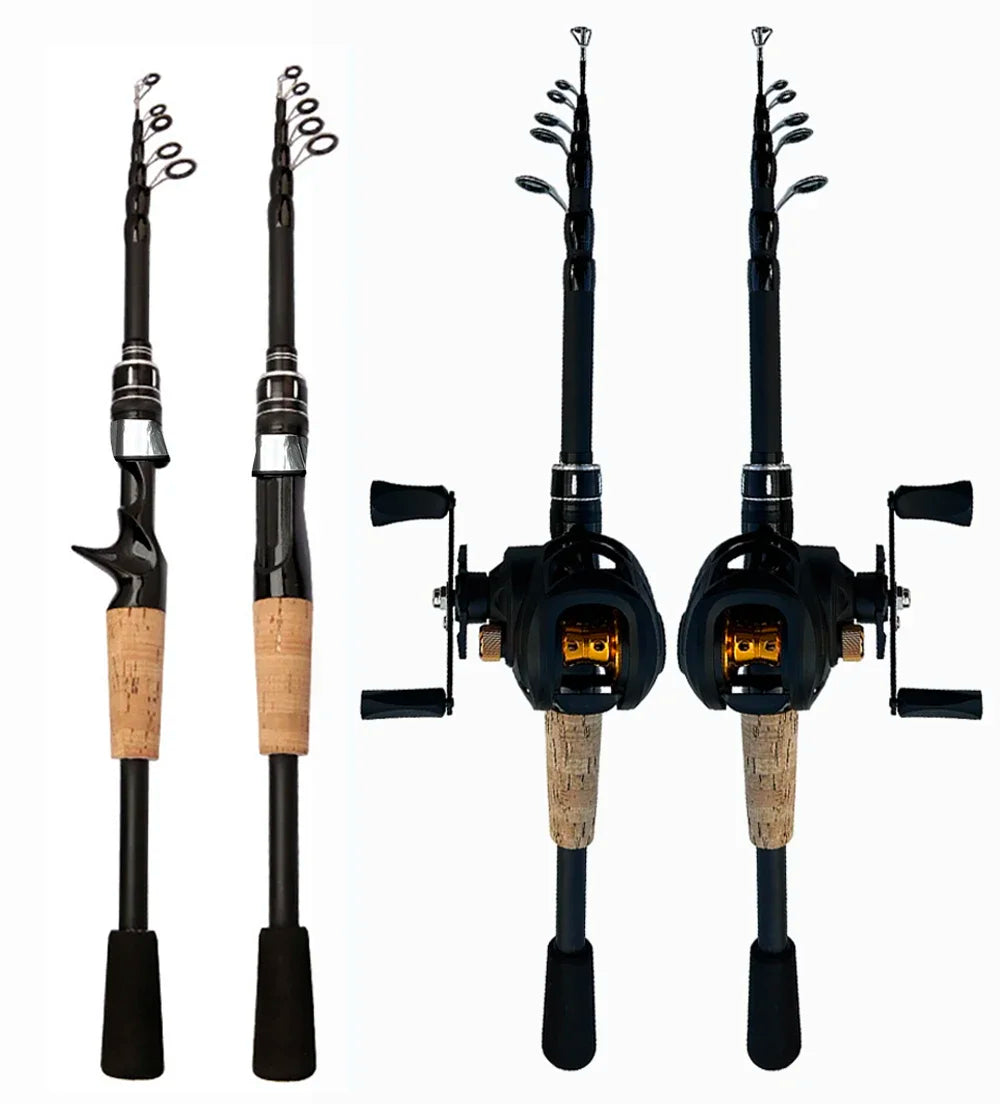 Fishing Rod and Reel Combo Set Telescopic Lure Rod Spinning Casting Short Jigging Rod