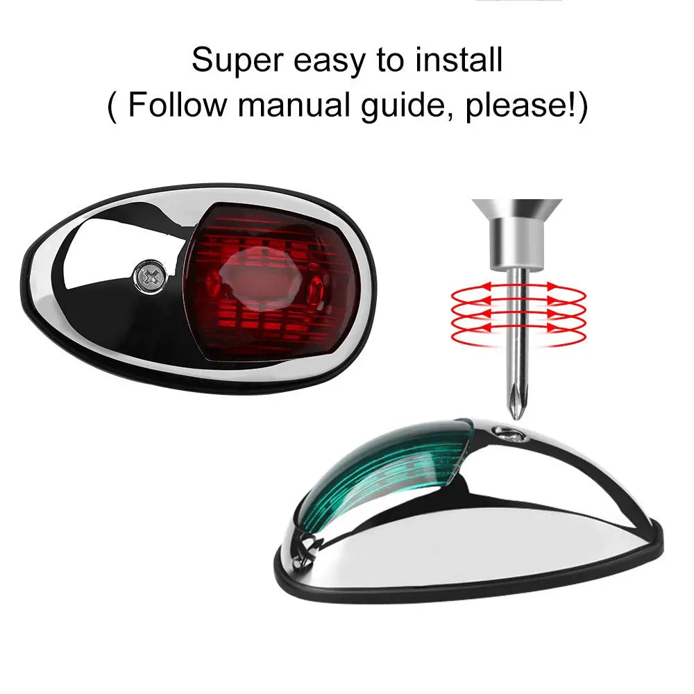 Yacht Navigation Light Waterproof LED Marine Sounding Light Navigation Light Red and Green Marine Light 12V 24V 2 PCS