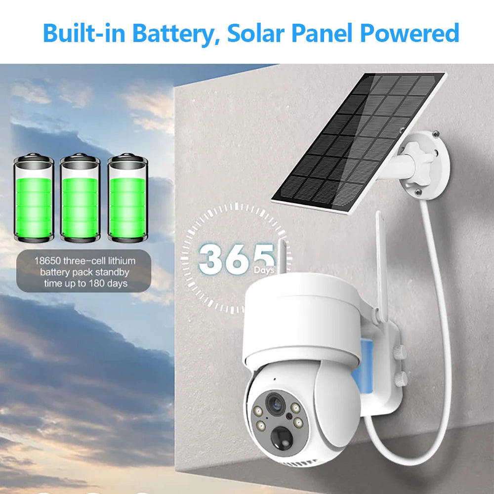 WIFI Solar Battery Camera 4MP HD Wireless PTZ Camera Outdoor
