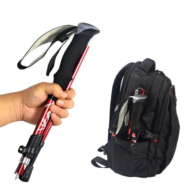 5 Section Outdoor Fold Trekking Pole Camping Portable Walking Hiking Stick For Nordic Elderly Telescopic