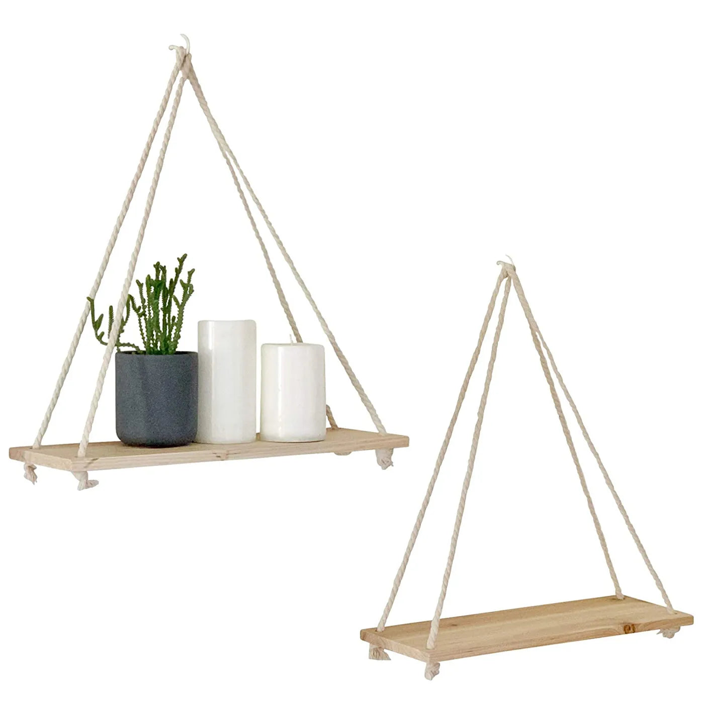 Wooden Rope Swing Wall Hanging Plant Flower Pot Tray Mounted Floating Wall Shelves Nordic Home