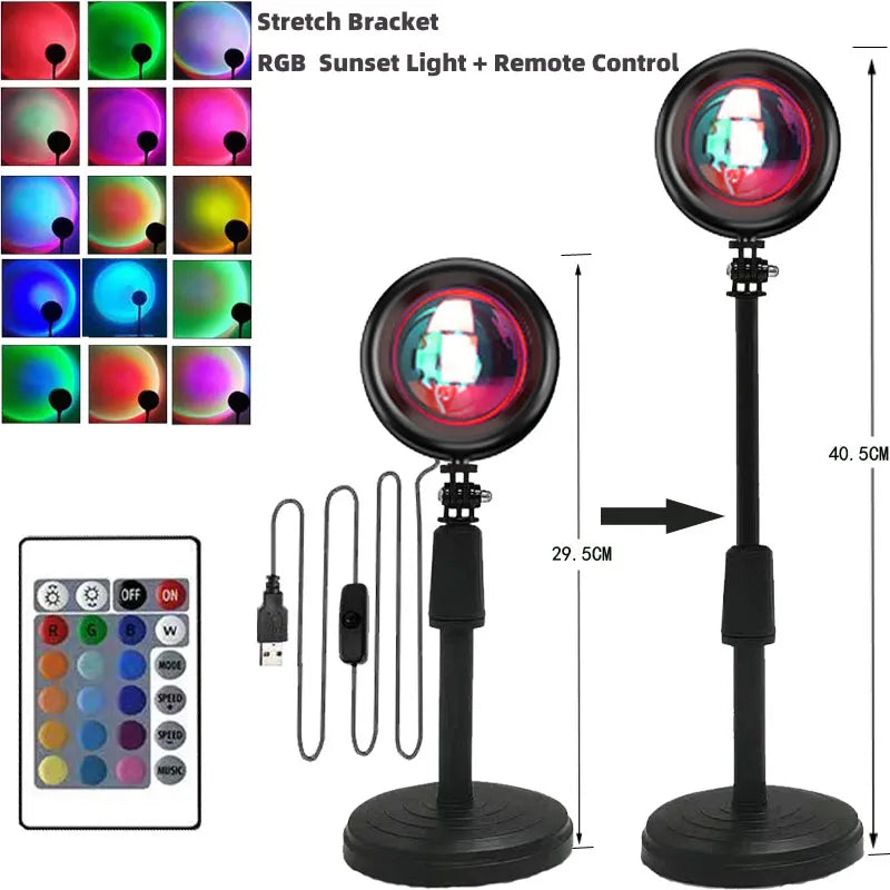 Sunset Projector Lamp Rainbow Atmosphere Night Light Sunset Light For Bedroom Room Decoration Background Wall Tiktok Table Lamp