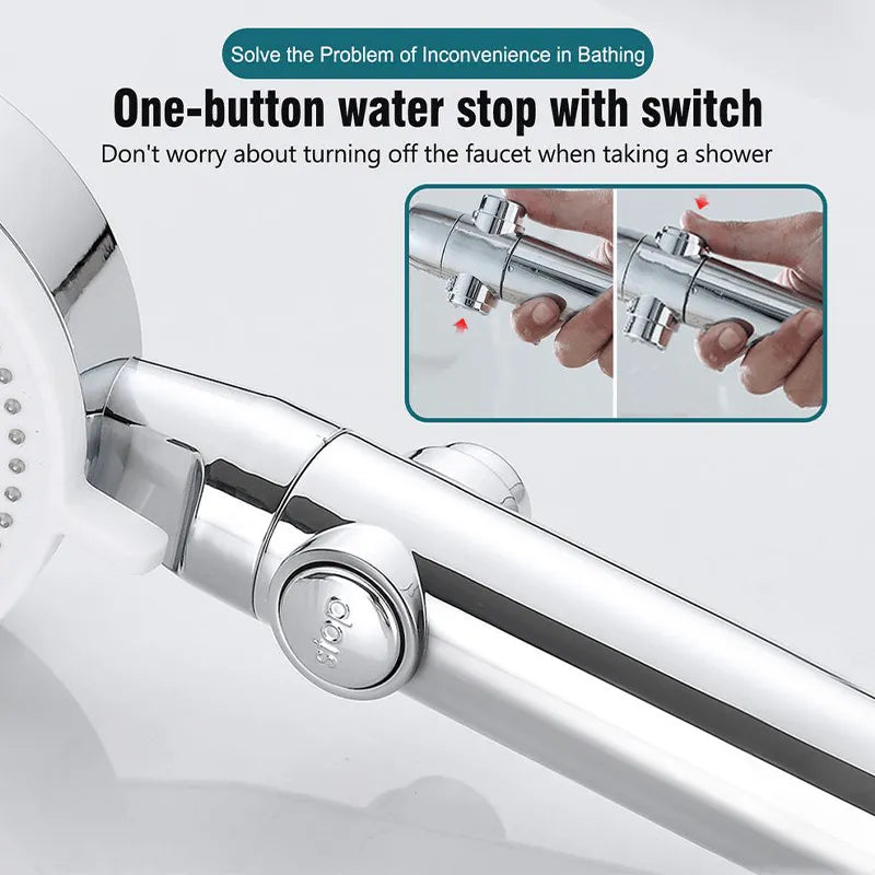 High Pressure Shower Head 5 Modes Adjustable Showerheads with Hose Water Saving