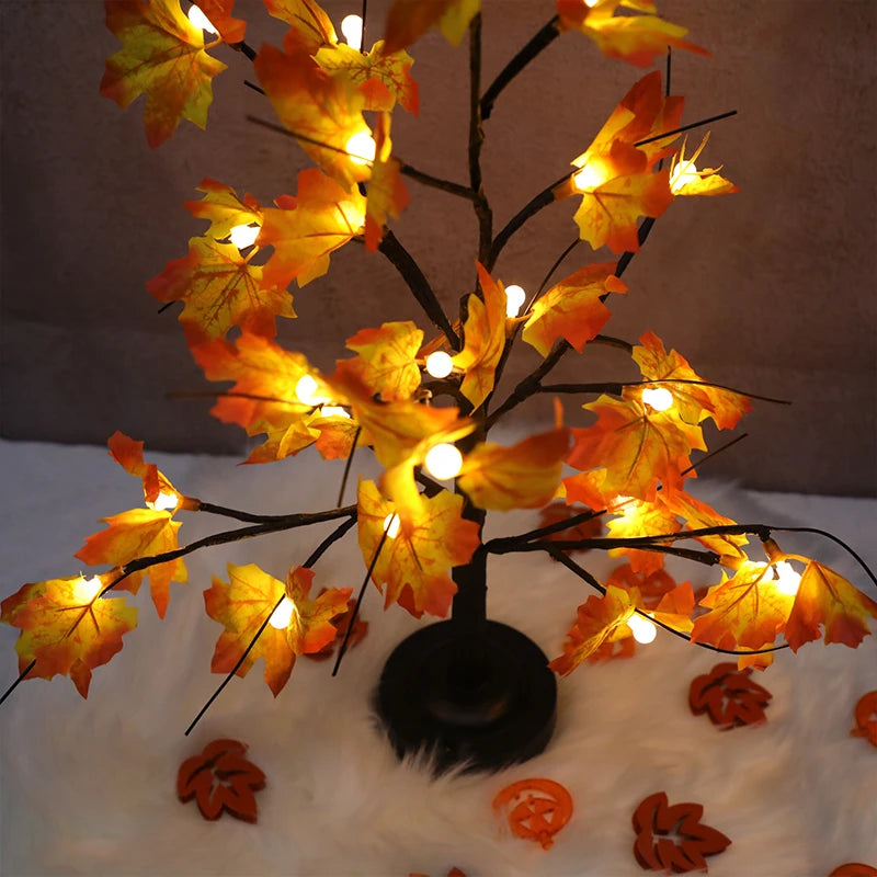 Artificial Maple Tree Cherry Ball Led Desktop Tree Christmas Decor