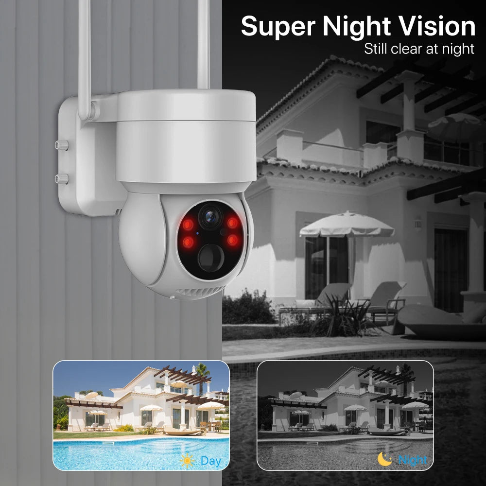 WIFI Solar Battery Camera 4MP HD Wireless PTZ Camera Outdoor