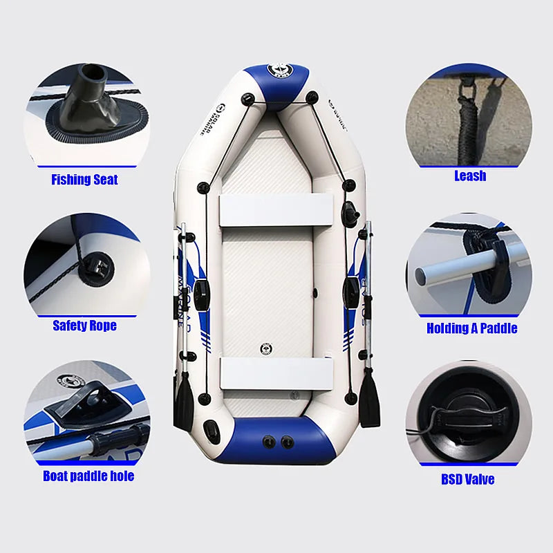 3 Person 260 CM PVC Inflatable Fishing Boat Rowing Kayak Thick And Wear-resistant Canoe Air Mat Floor With All Accessories