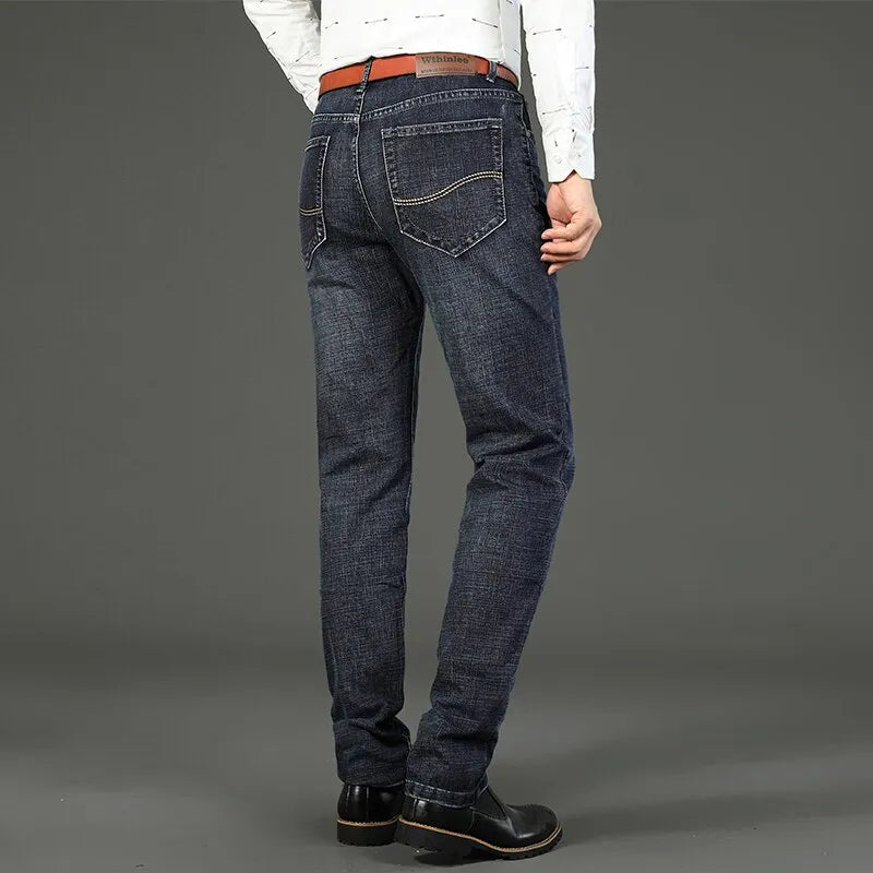 Wthinlee New Business Men's Jeans Casual Straight Stretch Work Denim Trousers Male Brand Clothing