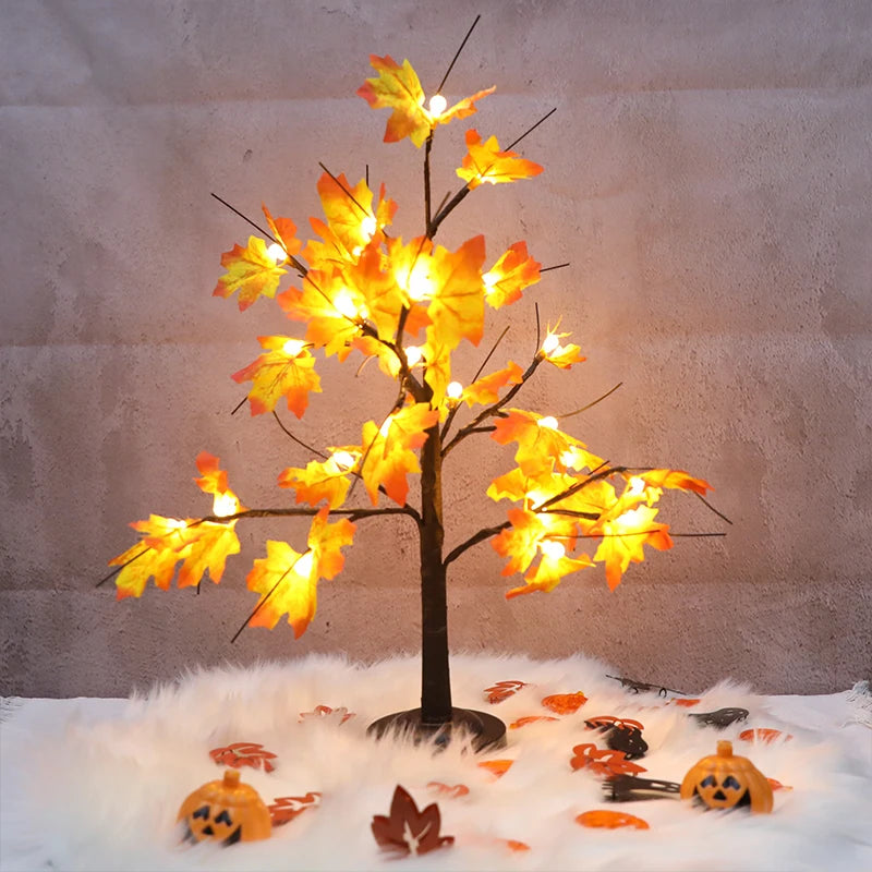 Artificial Maple Tree Cherry Ball Led Desktop Tree Christmas Decor