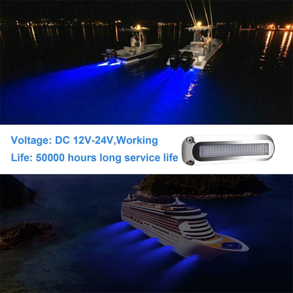 4PCS Submersible LED Lights Boat Lighting 120 LED Waterproof Pond LED Underwater Lights 12V/24V Boat Marine Accessories
