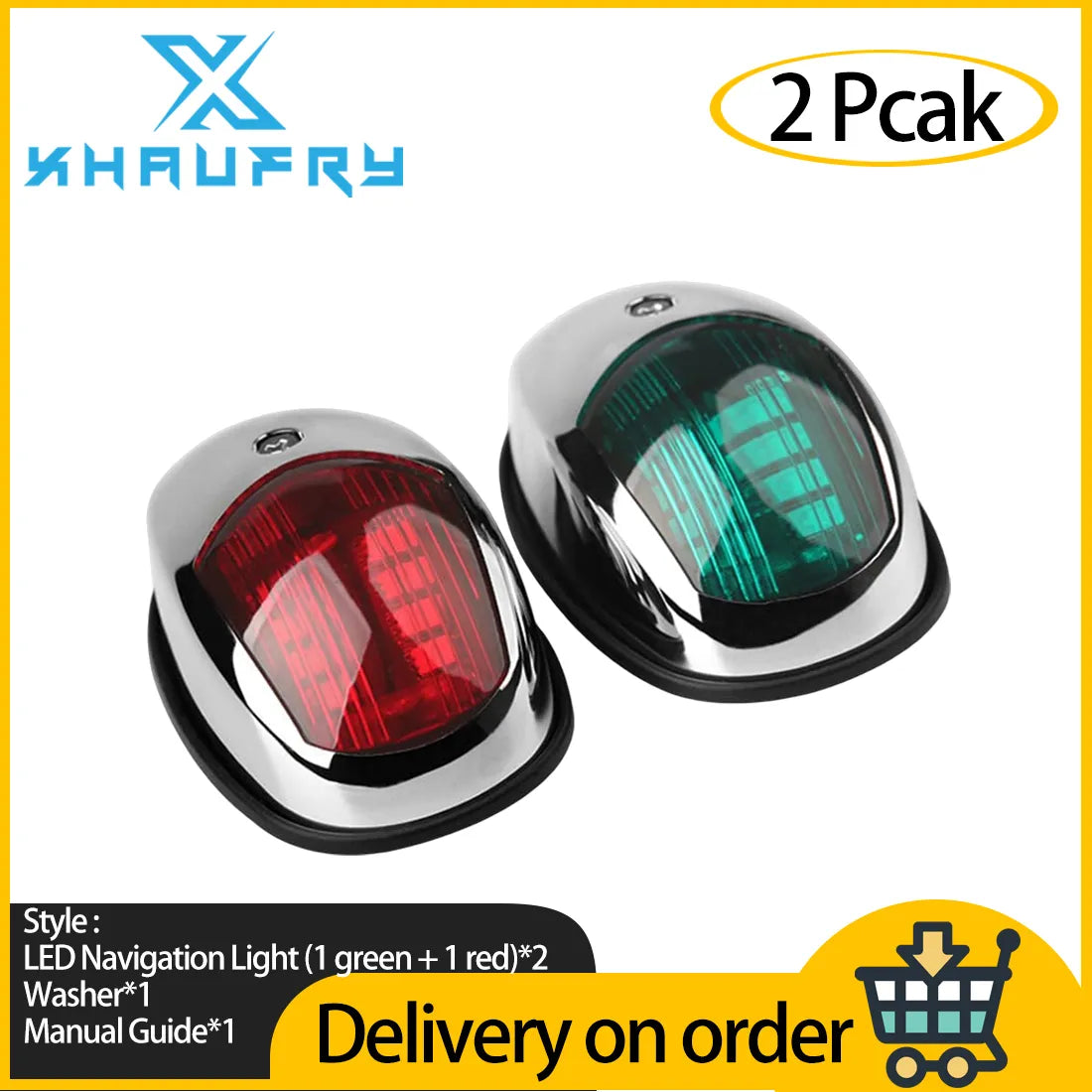 Yacht Navigation Light Waterproof LED Marine Sounding Light Navigation Light Red and Green Marine Light 12V 24V 2 PCS