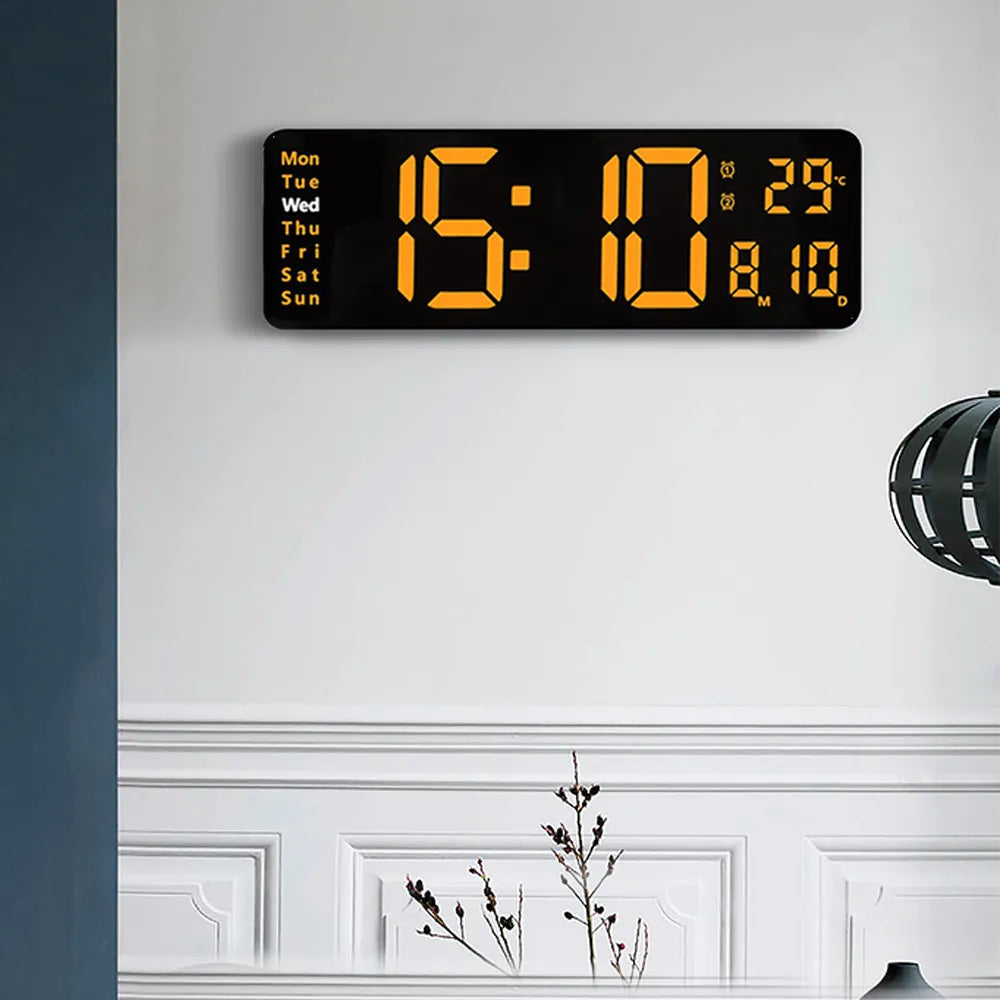 Big Digital LED Wall Alarm Clock with Calendar and Temperature Display for Bedroom Living Room Table Desktop Decoration