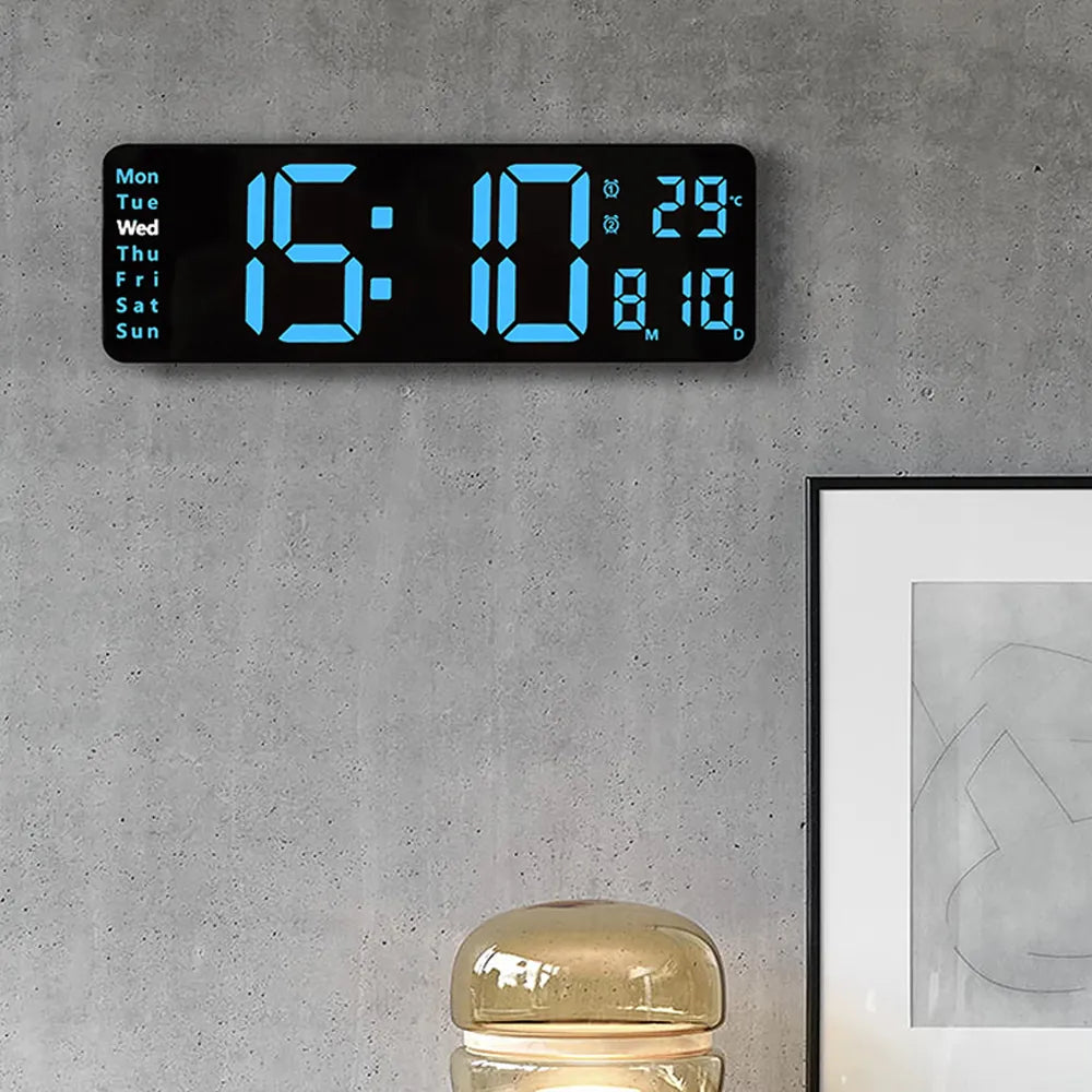 Big Digital LED Wall Alarm Clock with Calendar and Temperature Display for Bedroom Living Room Table Desktop Decoration