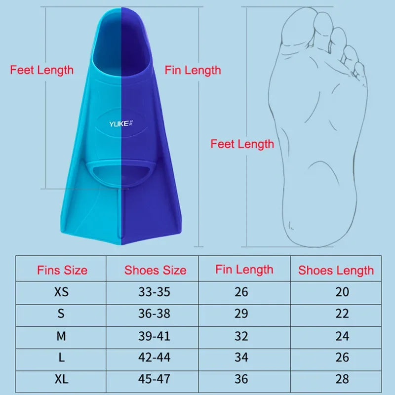 Swim Training Fins Silicone Professional Scuba Diving Fins Short Men women Snorkel Swimming Fins Kids