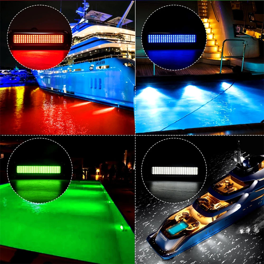 4PCS Submersible LED Lights Boat Lighting 120 LED Waterproof Pond LED Underwater Lights 12V/24V Boat Marine Accessories
