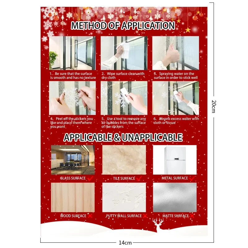 Christmas Window Stickers Home Decorations Cartoon Mirror Xmas Static Sticker New Year 2024 Merry Santa Elk Room Wall Decor 2023