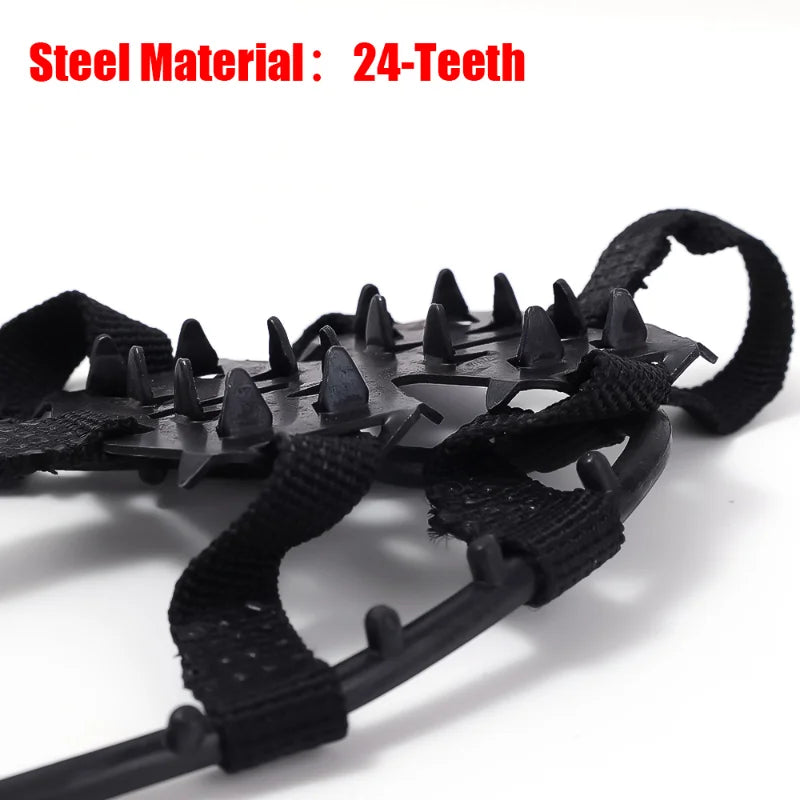 Anti-Skid Shoe Covers Snow Claws Outdoor 24tooth Manganese Steel Crampons Nails Outdoor Climbing Equipments Hiking Fishing Shoes