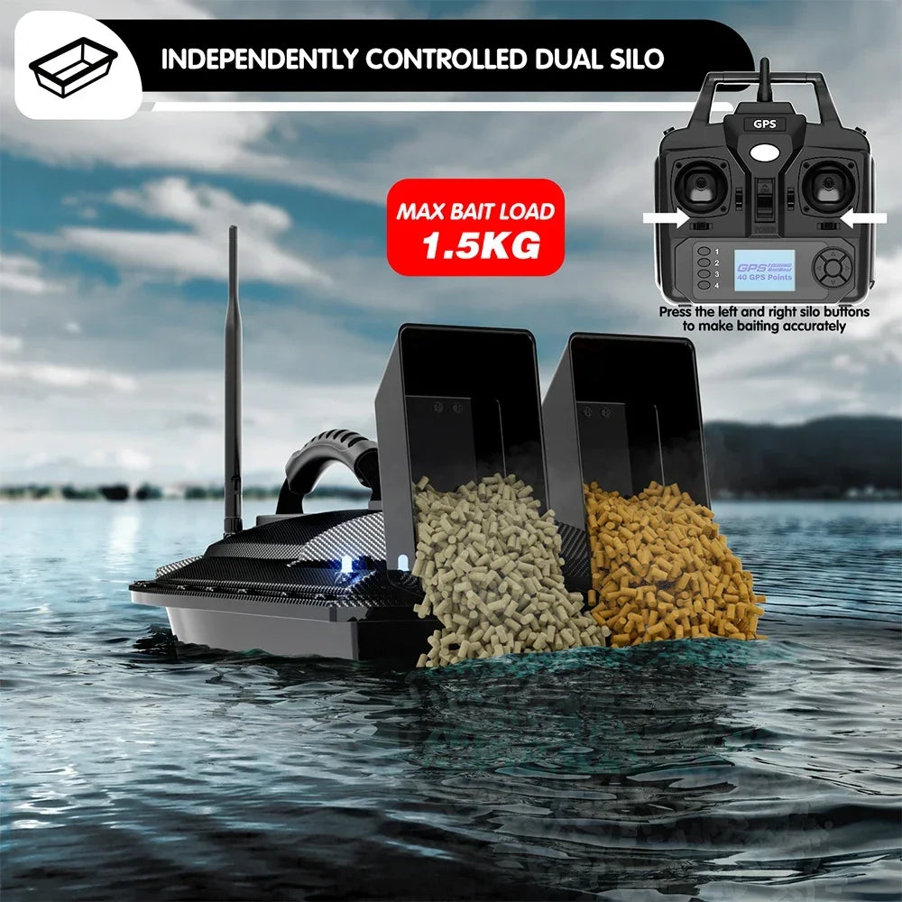 VWVIVIDWORLD Endurance/ Max 8 Hours/GPS Fishing Bait Boat/ 500m Control/Fish Finder/Automatic Cruise/Return/Route Correction,VX
