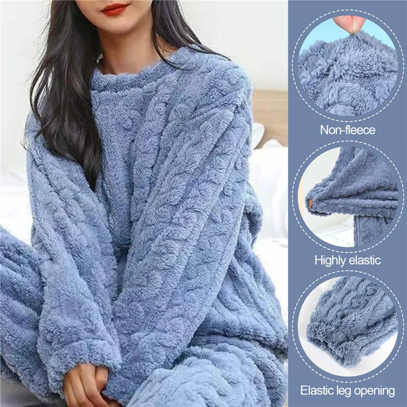 Women's pajamas set Winter coral velvet home wear Velvet thickened two-piece