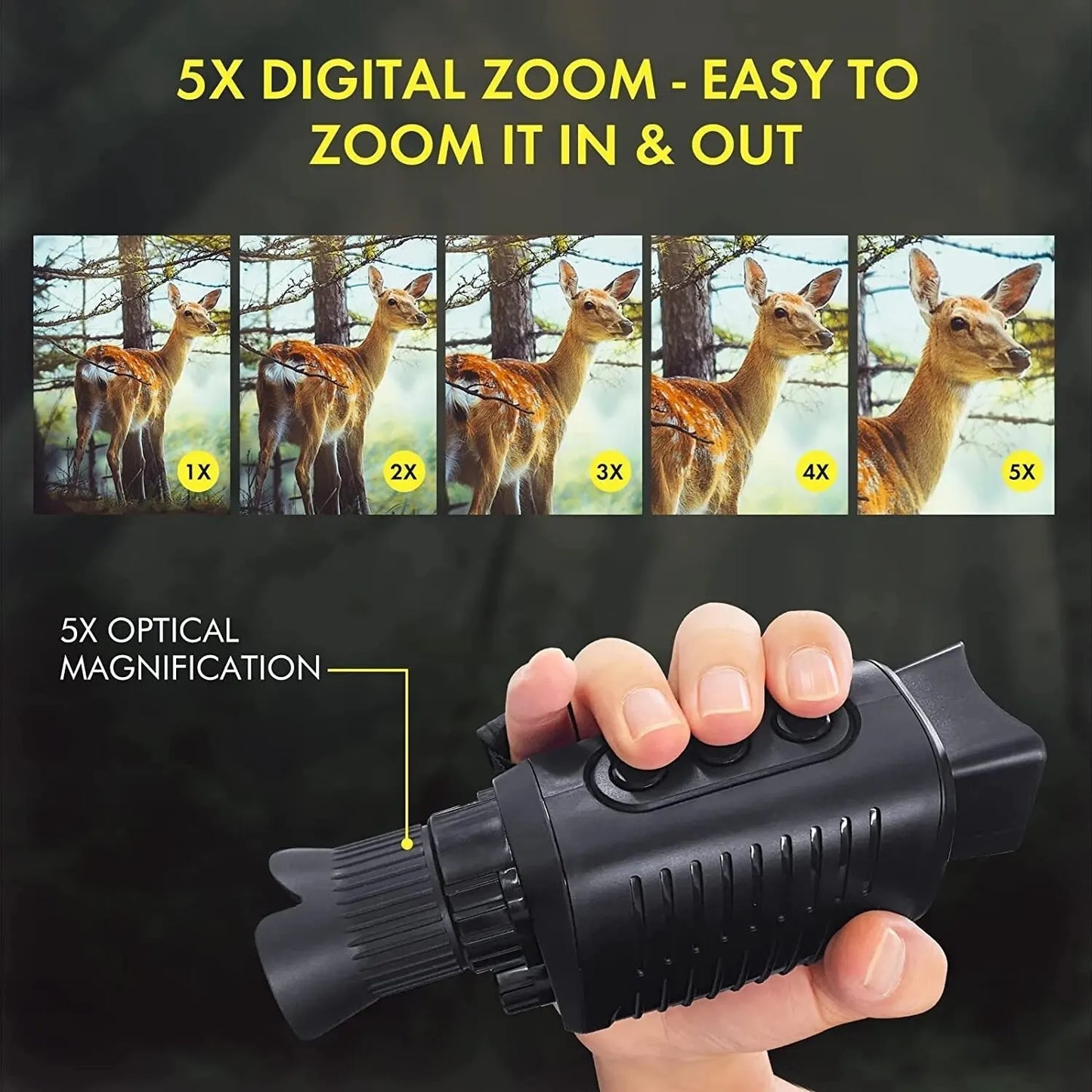 Monocular Night Vision Device 1080P HD Infrared Camera 5X Digital