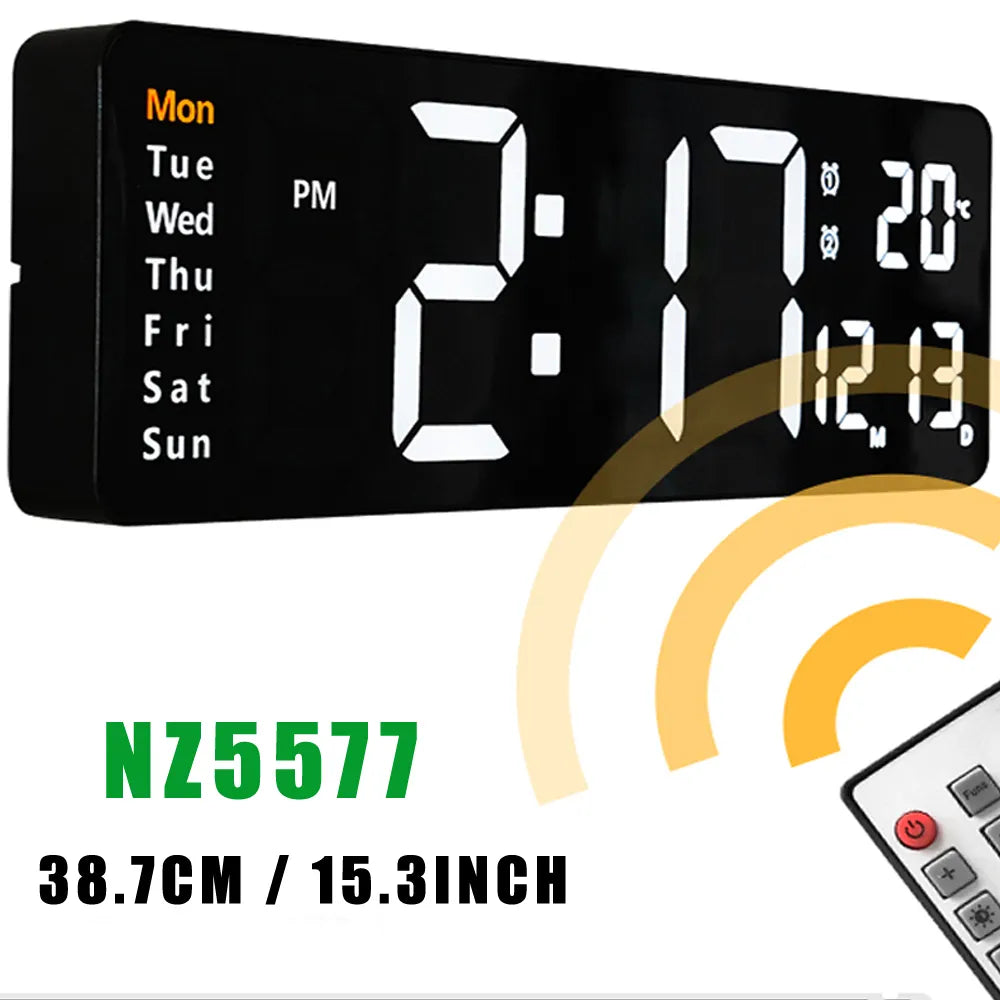 Big Digital LED Wall Alarm Clock with Calendar and Temperature Display for Bedroom Living Room Table Desktop Decoration