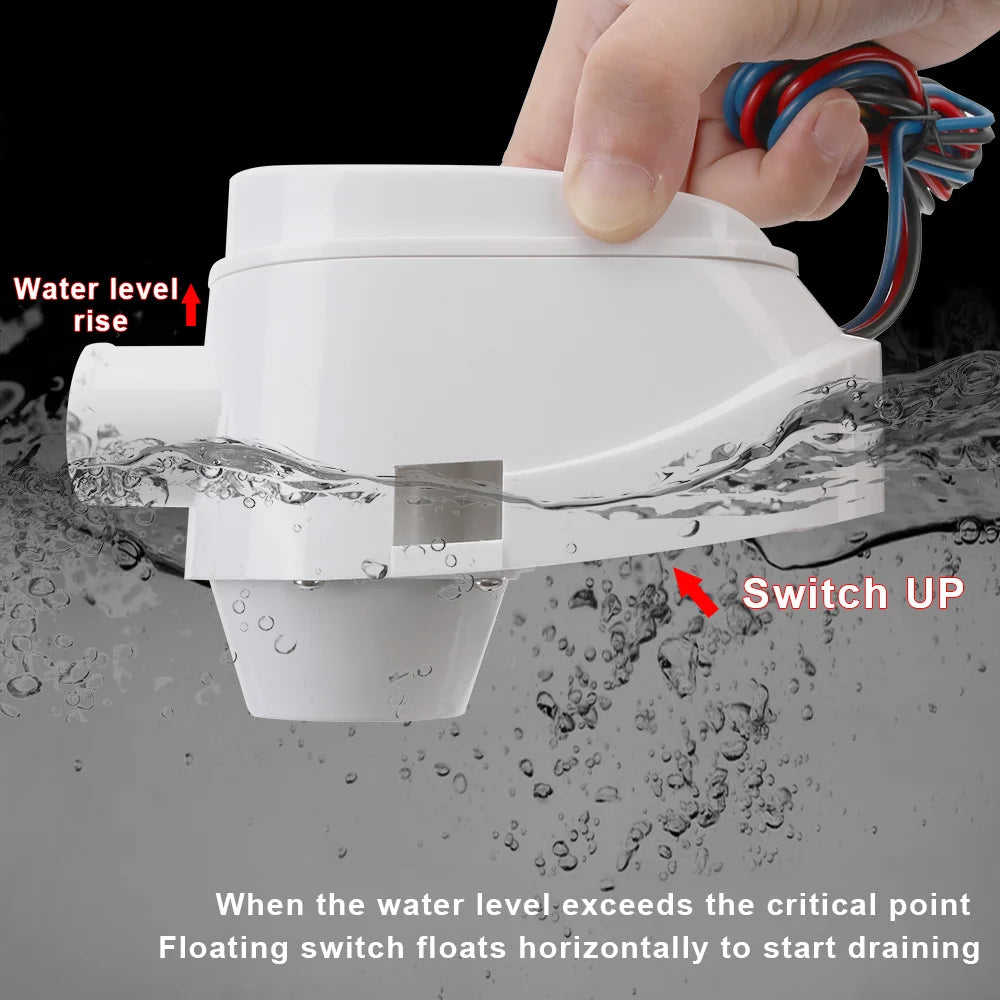1pc Water Pump 12V Automatic Boat Bilge Pump Electric 1100GPH Boat Accessories Marine 12 Volt Submersible Seaplane Houseboat