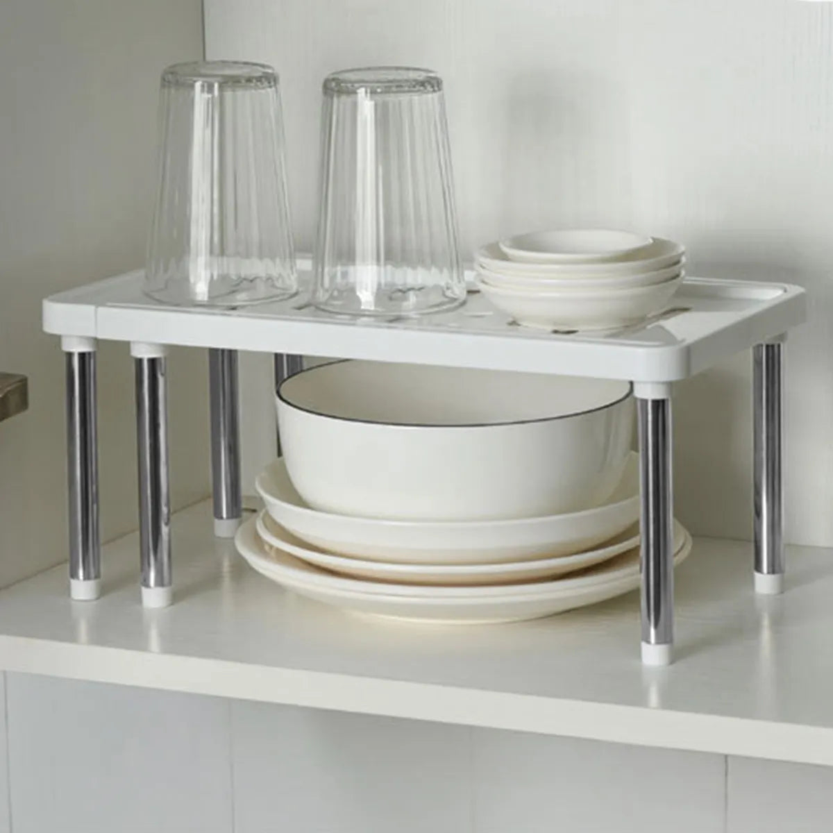 Kitchen Retractable Storage Cabinet Layered Partition Dish Storage Rack