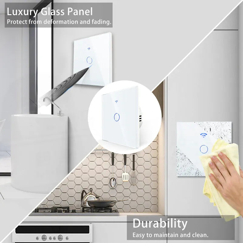 EU Smart Switches 1/2/3Gang Tuya Wifi Touch Light Switch Wall Sensor Switches Smart Life For Alexa Google Home 433RF Remote