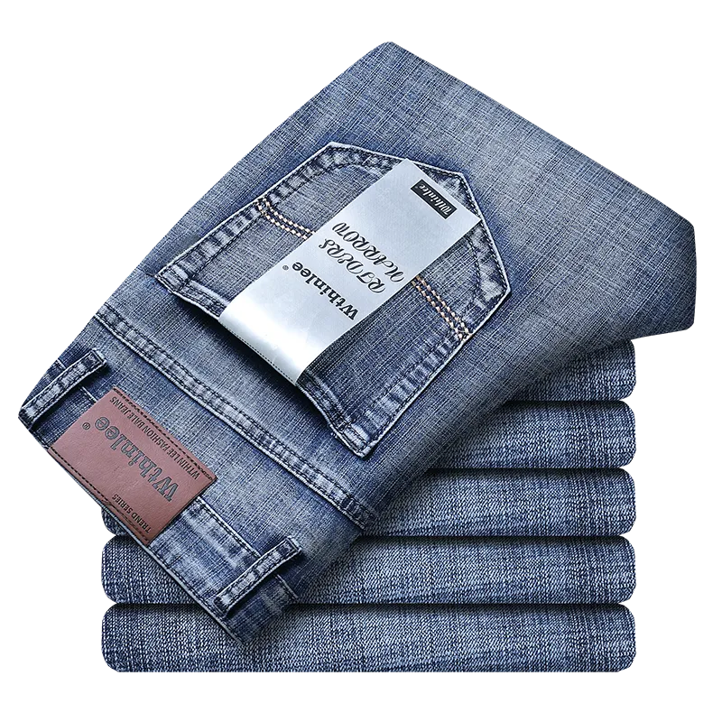 Wthinlee New Business Men's Jeans Casual Straight Stretch Work Denim Trousers Male Brand Clothing