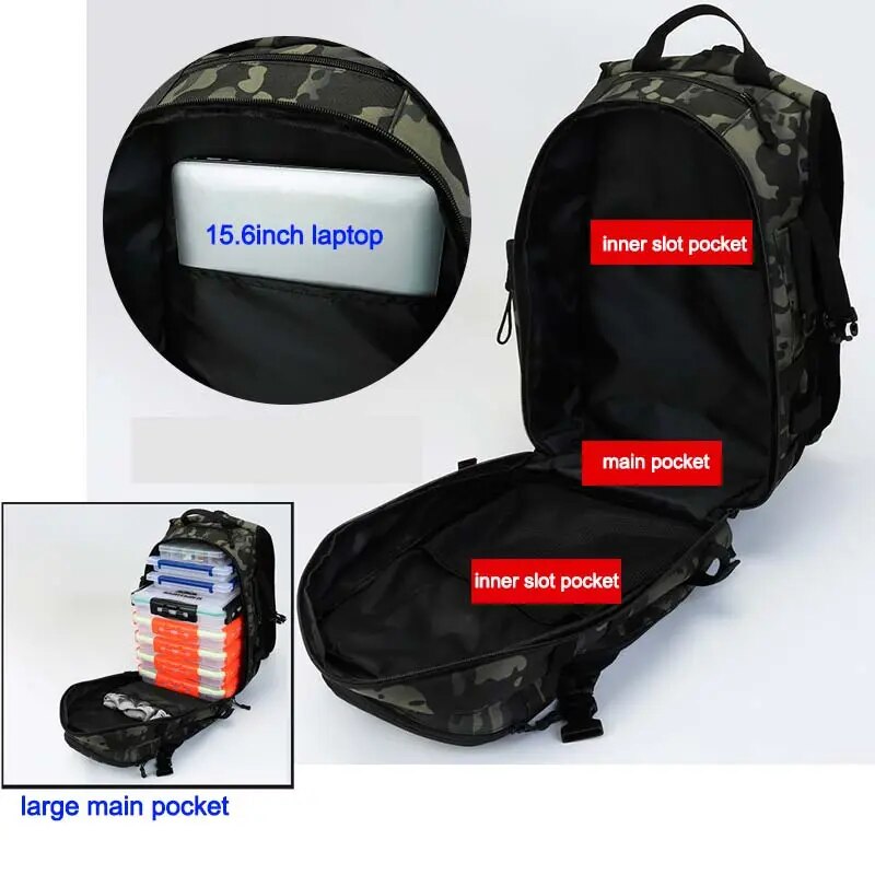 Men Fishing Lure Rod Box Bag Camping Climbing Backpack - My Store