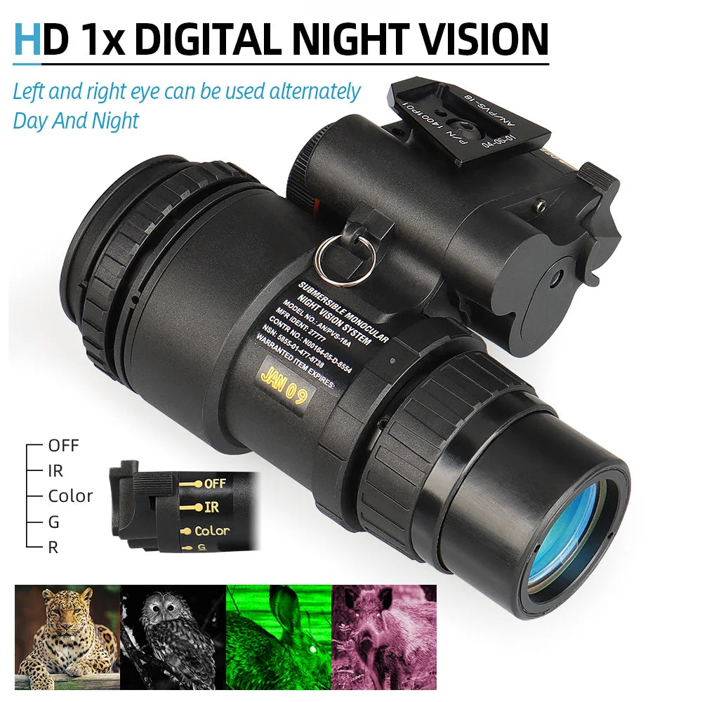 PVS-18 Head-Mounted Hunting Camera Infrared Night Vision Device for Hunting Monocular NVG Scope HD 1X Infrared Digital Camping