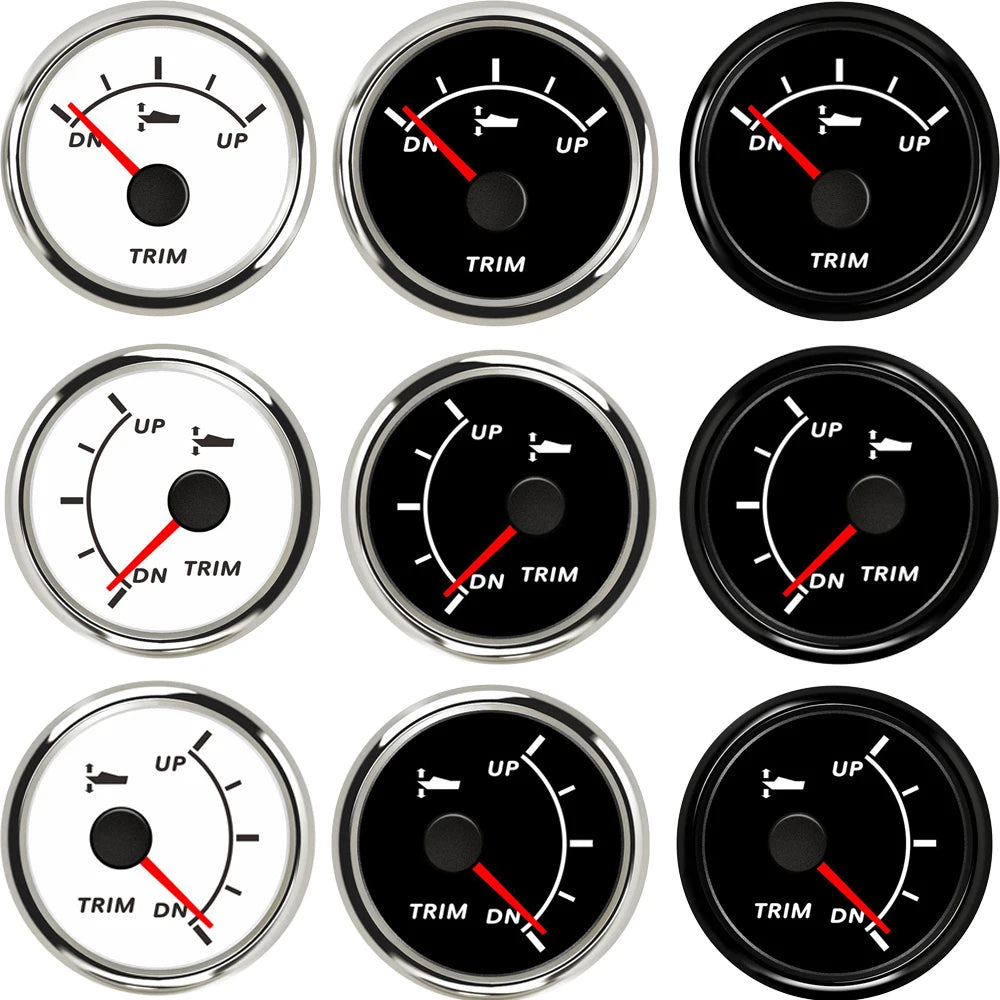 12V/24V Stainless Steel Bezel UP-DN Right Side Trim Meter Boat Trim Gauge with Red Backlight Car Accessories
