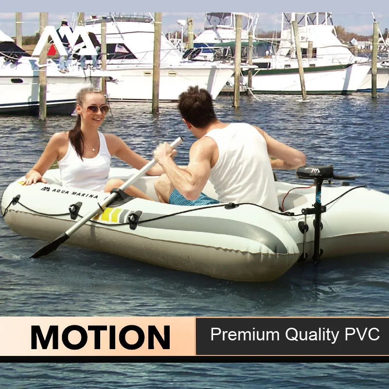 Aqua Marina 2 Person MOTION fishing boat thick PVC inflatable boat kayak dinghy raft paddle foot pump bag motor mount engine