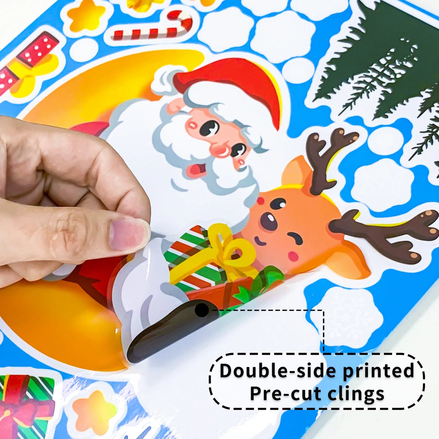 Christmas Window Stickers Home Decorations Cartoon Mirror Xmas Static Sticker New Year 2024 Merry Santa Elk Room Wall Decor 2023