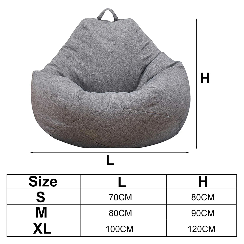 Large Small Lazy Sofa Cover Chairs Without Filler Linen Cloth Lounger Seat Bean Bag