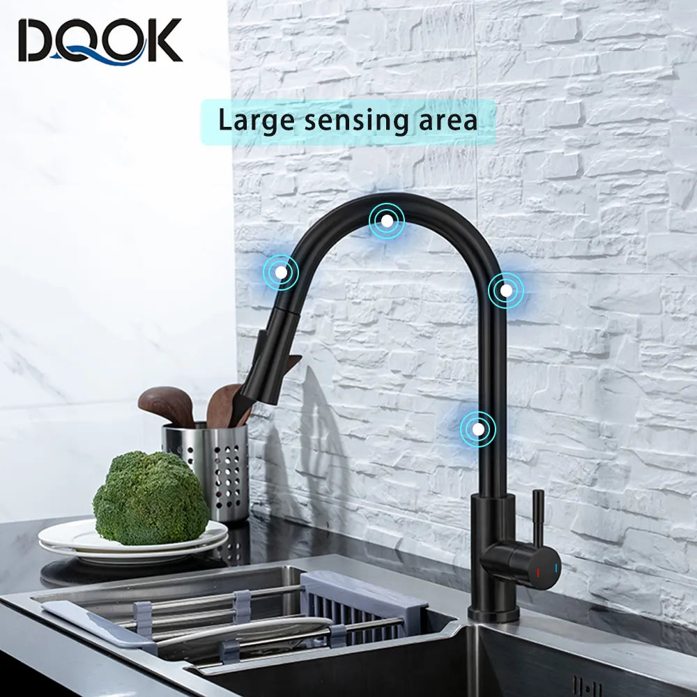 DQOK Kitchen Faucet Pull Out Brushed Nickle Sensor Stainless Stee