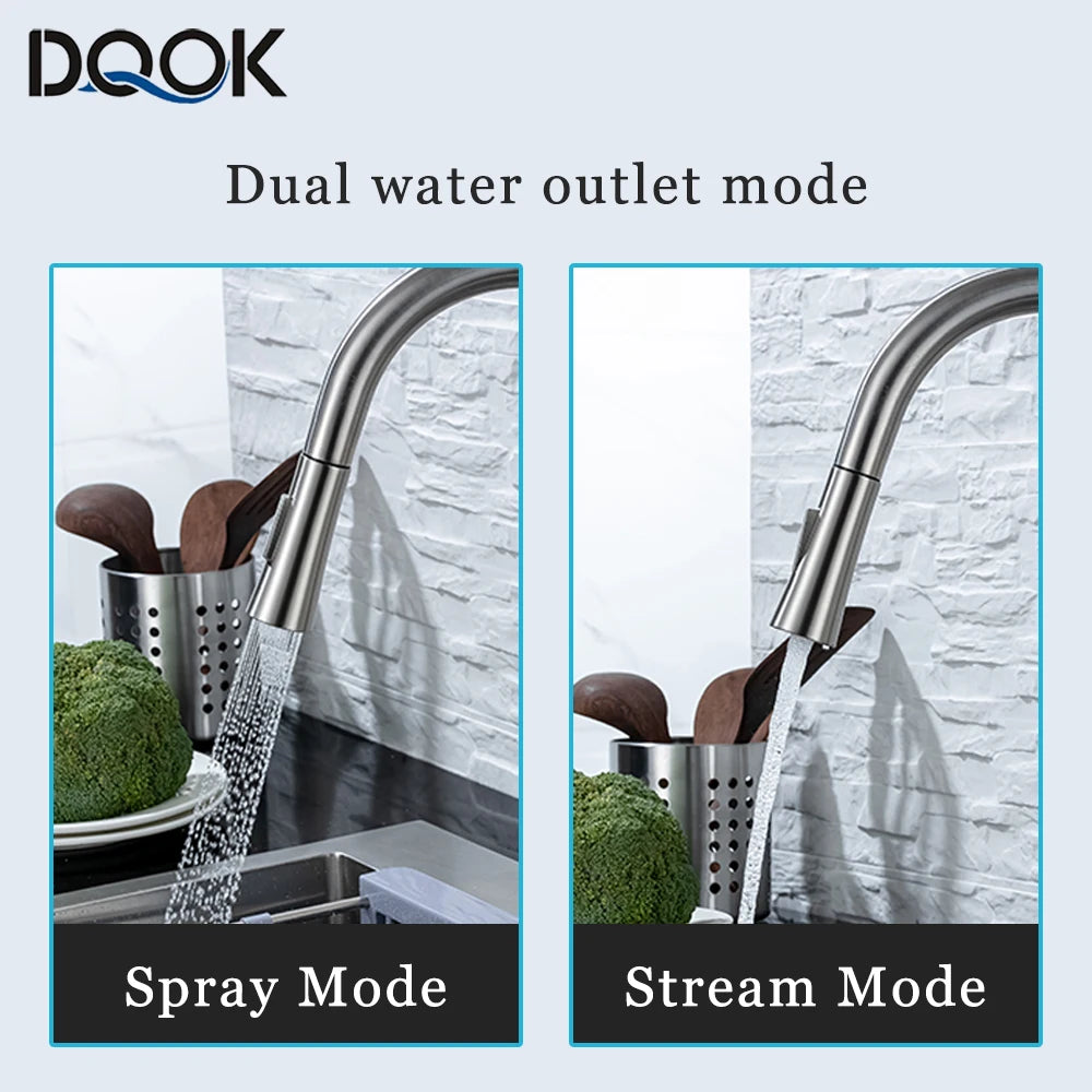 DQOK Kitchen Faucet Pull Out Brushed Nickle Sensor Stainless Stee