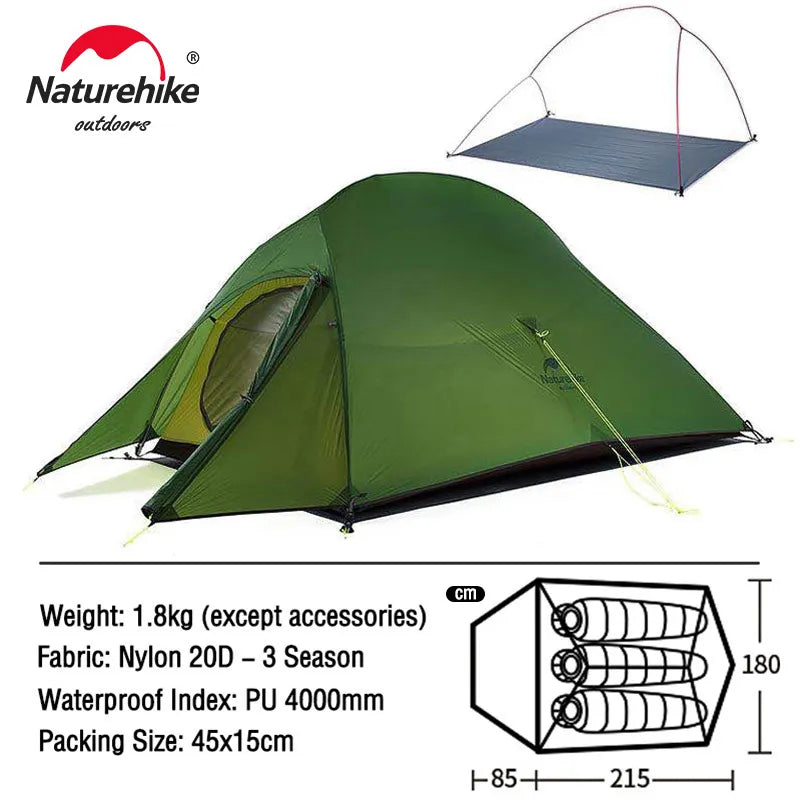 Naturehike Cloud Up 1 2 3 People Tent - My Store