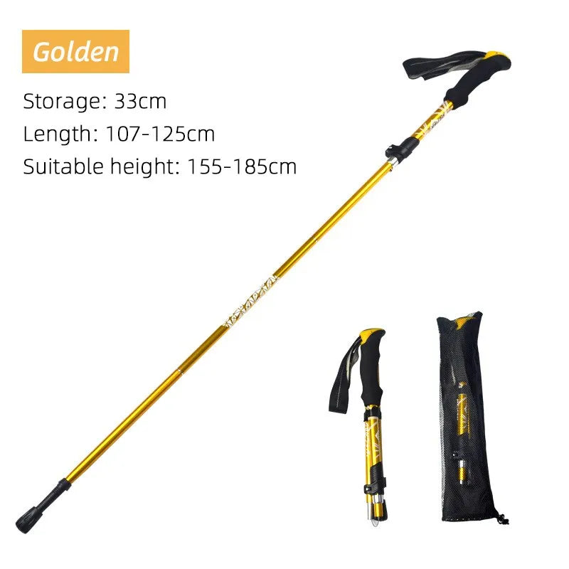 5 Section Outdoor Fold Trekking Pole Camping Portable Walking Hiking Stick For Nordic Elderly Telescopic