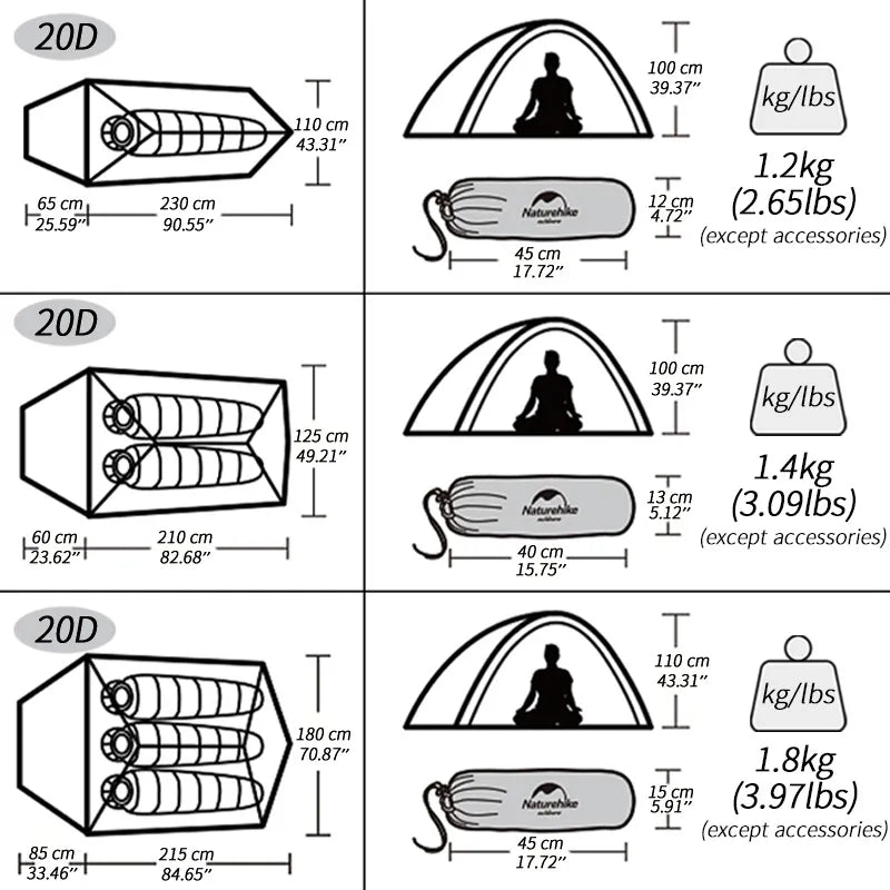 Naturehike Cloud Up 1 2 3 People Tent - My Store
