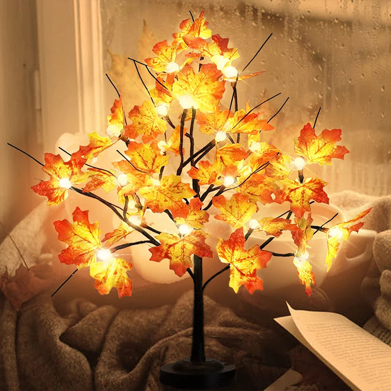 Artificial Maple Tree Cherry Ball Led Desktop Tree Christmas Decor